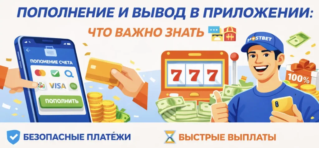 Пополнение и вывод денег в Mostbet apk